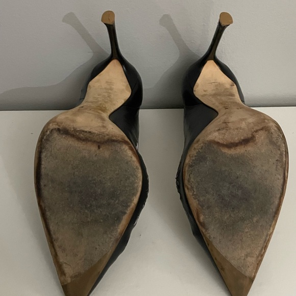 Dior Black Laser Cut Leather Pointed Toe Pumps Size 37 - Picture 8 of 11